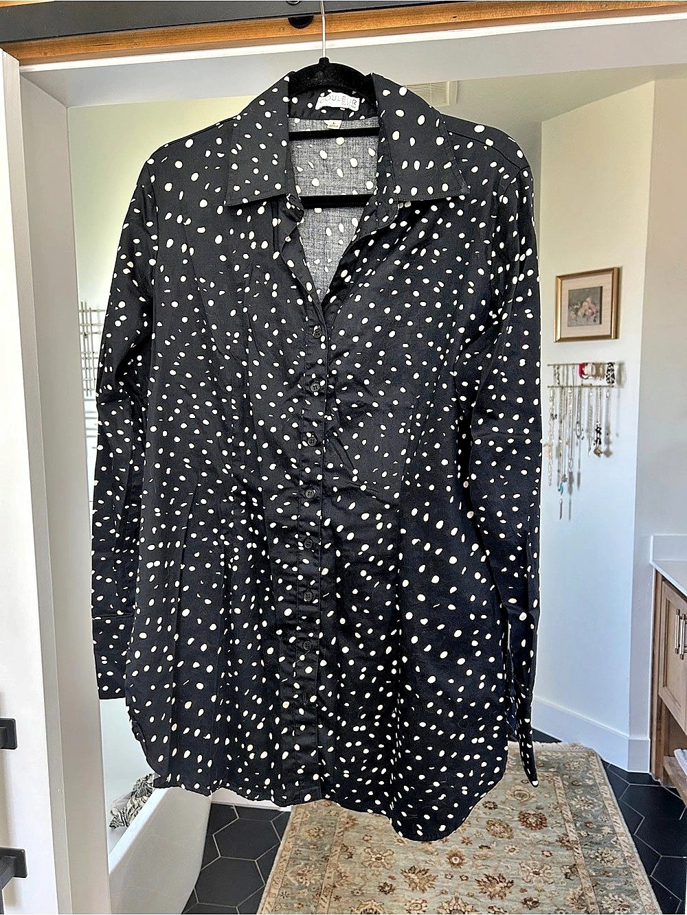 Couleur by finley Polka Dot Long Sleeve Button-Down Shirt Blouse